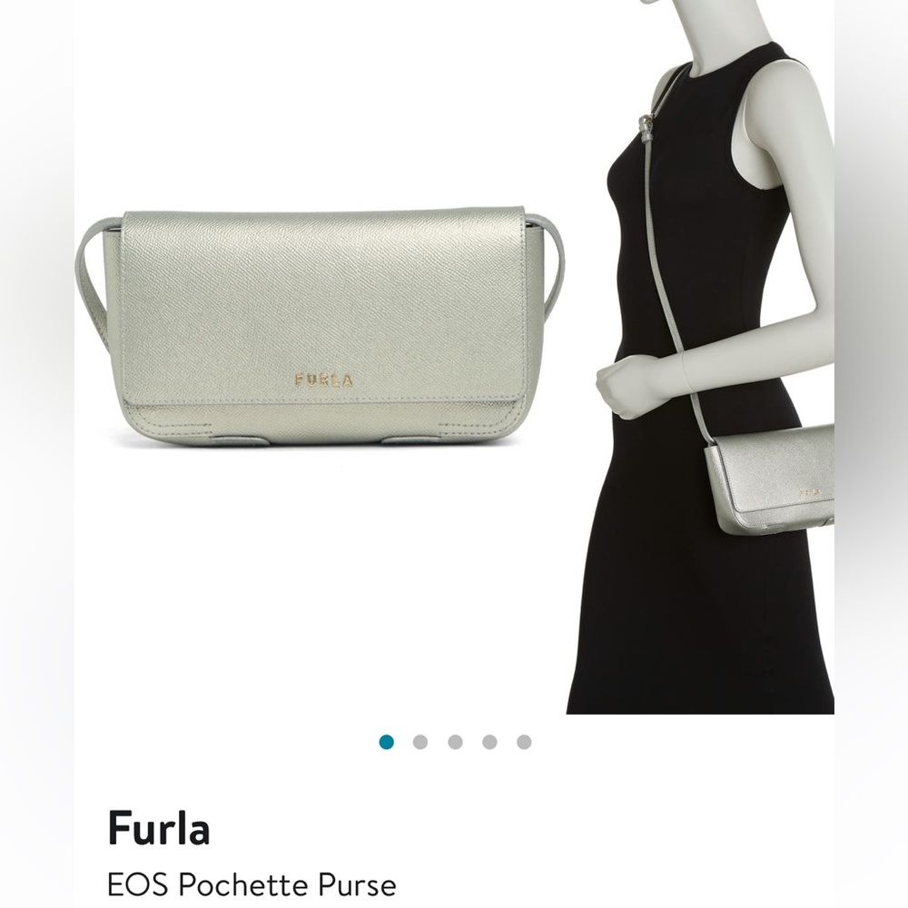 NWT Furla Metallic Leather EOS Pouchette Purse! New With Tags, Never Been Used!